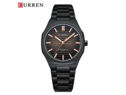 Reloj De Pulsera Informal De Cuarzo Para Hombre (negro) Con Correa De Acero Y Diseño Sencillo A Rayas.