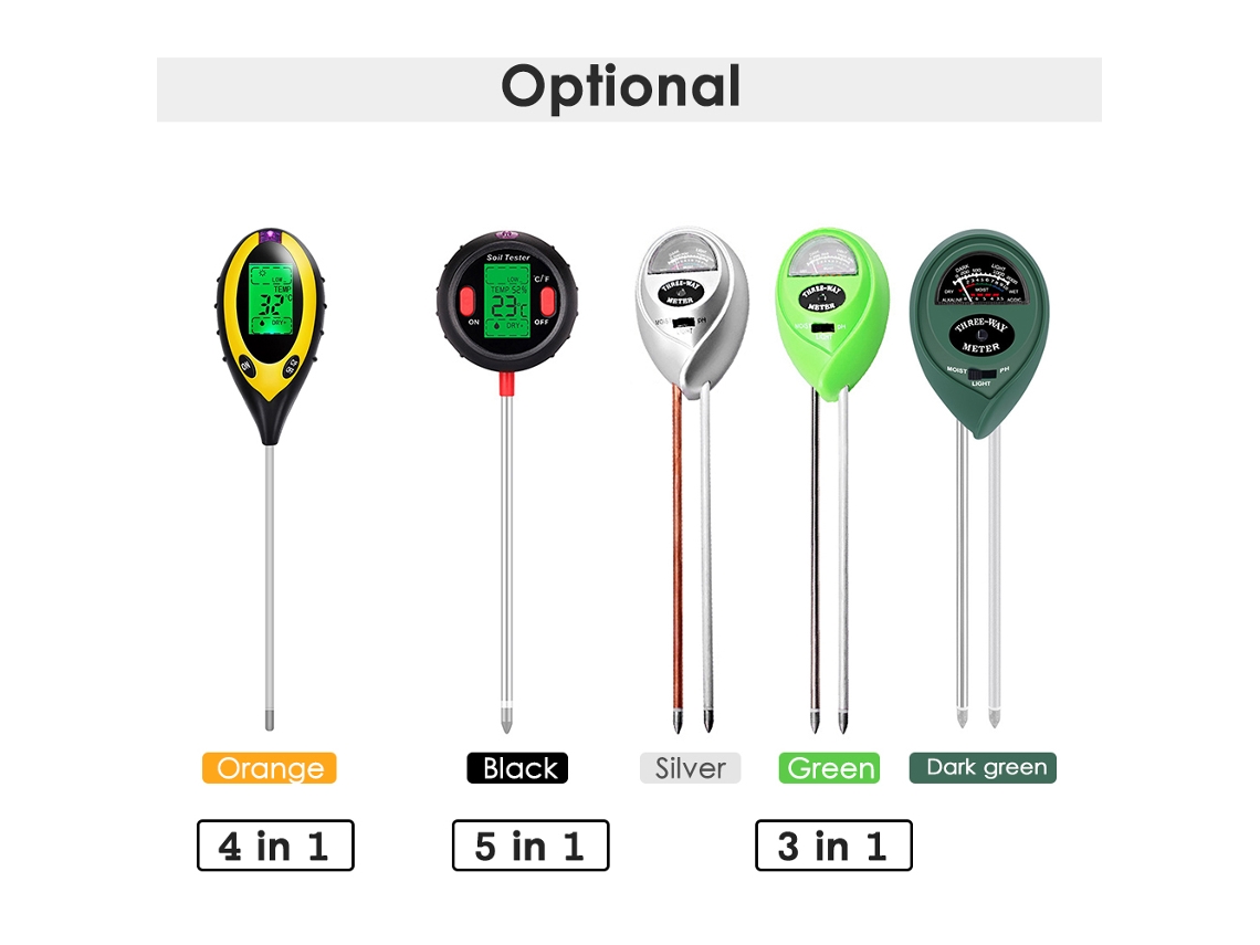 Medidor Digital De Suelo 4 En 1: Ph, Humedad, Temperatura Y Luz Solar Para Jardín, Plantas Y Agricultura.
