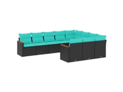 Maison Exclusive - Conjunto De Sofá De Jardín De 10 Piezas Con Cojines, De Poliratán Negro