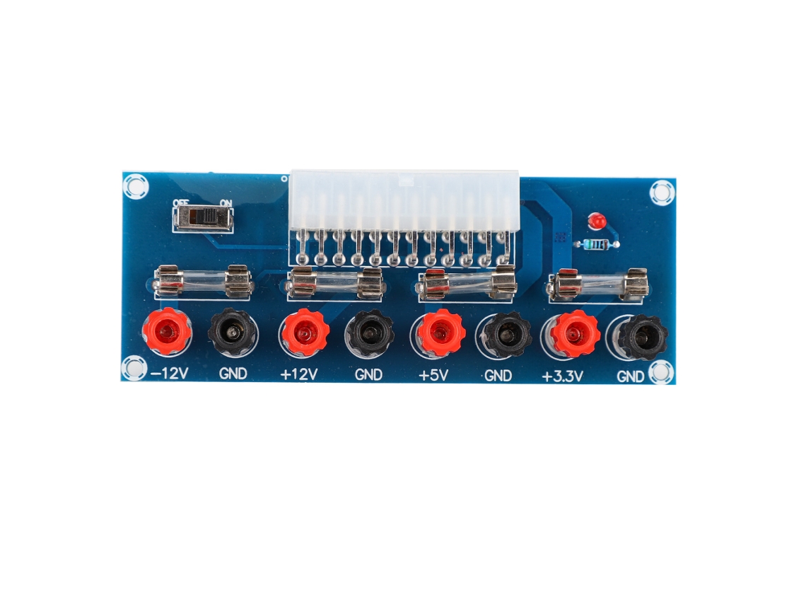Placa Adaptadora Porta Atx 24 Pinos Com Indicador E Interruptor De Energia Para Projetos Embutidos