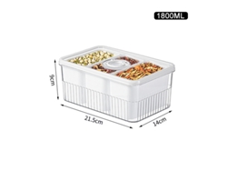 Refrigerador transparente MDUG con tres compartimentos, recipiente para alimentos y cesta para frutas y verduras (1800 ml)