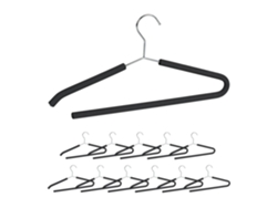 Conjunto De 12 Cabides Relaxdays, Espuma Antiderrapante, Cabide Para Camisas, Barra Aberta Para Calças, Preto.