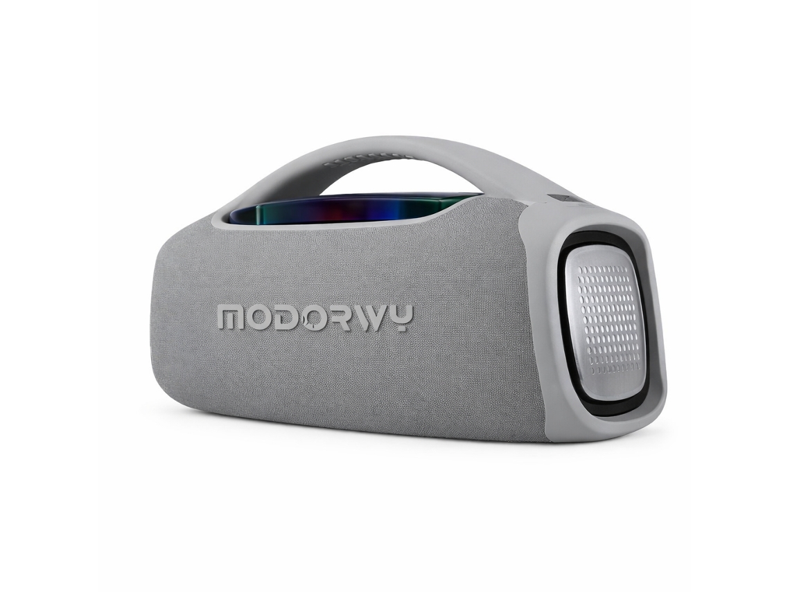 Coluna Bluetooth Portátil Com Pega Integrada E Som Potente 120w Modorwy Mf3107 Cinzento
