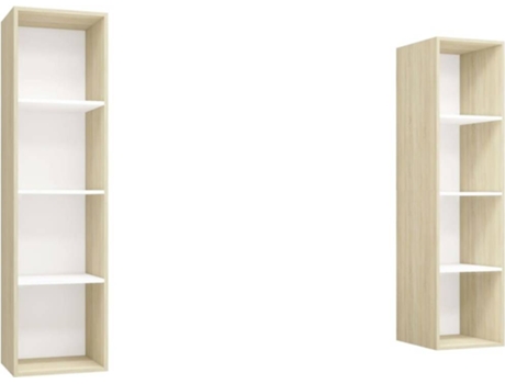 Conjunto 2 Mueble para la televisión VIDAXL Blanco Madera contrachapada (37x37x142.5 cm)
