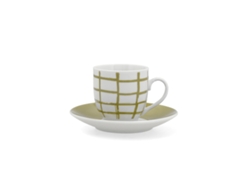 Taza de Cerámica Verde Quid Kansas con Plato 90 ml (6 Unidades)
