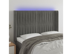 Cabecero Con Led De Terciopelo Gris Claro 147x16x118/128 Cm