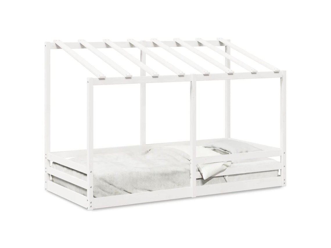 Cama Infantil Con Techo 100x200 Cm Pino Macizo Blanco Dkd Home Decor