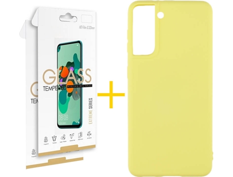 Kit Funda + 2 Protectores de Pantalla Samsung Galaxy S21 + Plus SKYHE Liso (Amarillo)