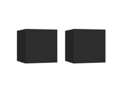 Mesitas de Noche LOVELY HOME Mesinha 2 Pcs 30,5X30X30 Cm Contraplacado Preto