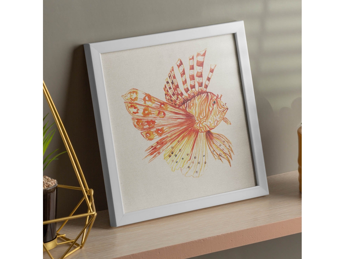 Póster NACNIC Cuadrado con Dibujos de Peces. Diversión en Naranja, Ilustrada con Dibujos de Peces y Animales do Mar.