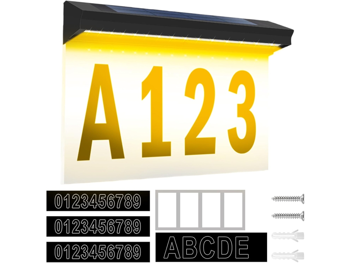 Paneles Solares De 12,44 X 2 Pulgadas Iluminan Los Números De Las Casas. Panel De Luz De Bajo Consumo.