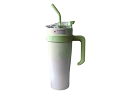 Taza térmica de acero inoxidable de 1250 ml con pajita verde degradada