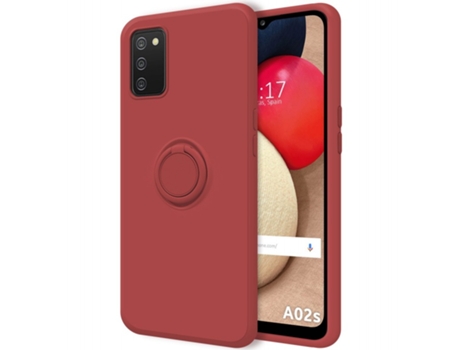 Carcasa Samsung Galaxy A02s TUMUNDOSMARTPHONE Silicona Líquida con Anillo Rojo