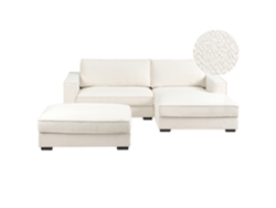 Sofá Rinconero (i) Con Reposapiés Beliani Renders De Bouclé Beige 257x136x84