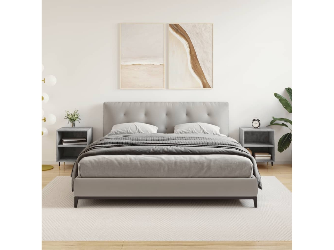 Mesitas de Noche 2Pzs 40X30X50Cm Derivados Madera Gris-Cemento