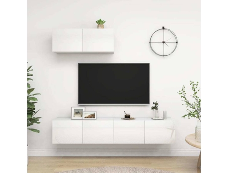 Conjunto 3 Mueble para la televisión VIDAXL Blanco Madera contrachapada (80x30x30 cm)