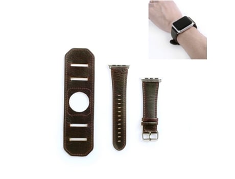Correa de reloj inteligente para Apple Watch 5 y 4 de 44 mm / 3 y 2 y 1 de 42 mm Correa con textura Crazy Horse (marrón oscuro)