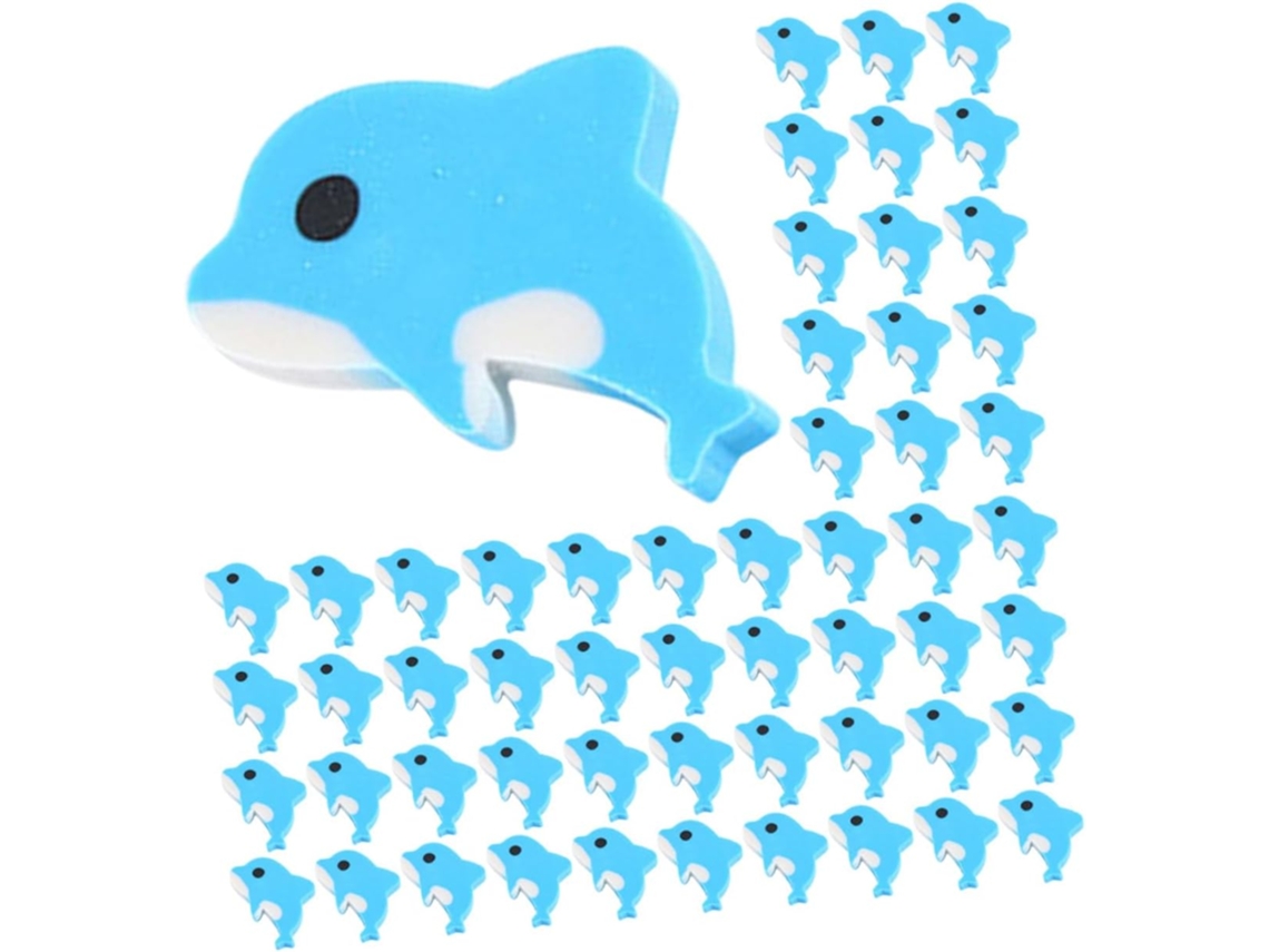 150 Gomas De Borrar Azul Cielo Con Diseños De Animales Para Niños Y Niñas. Material Escolar Divertido.