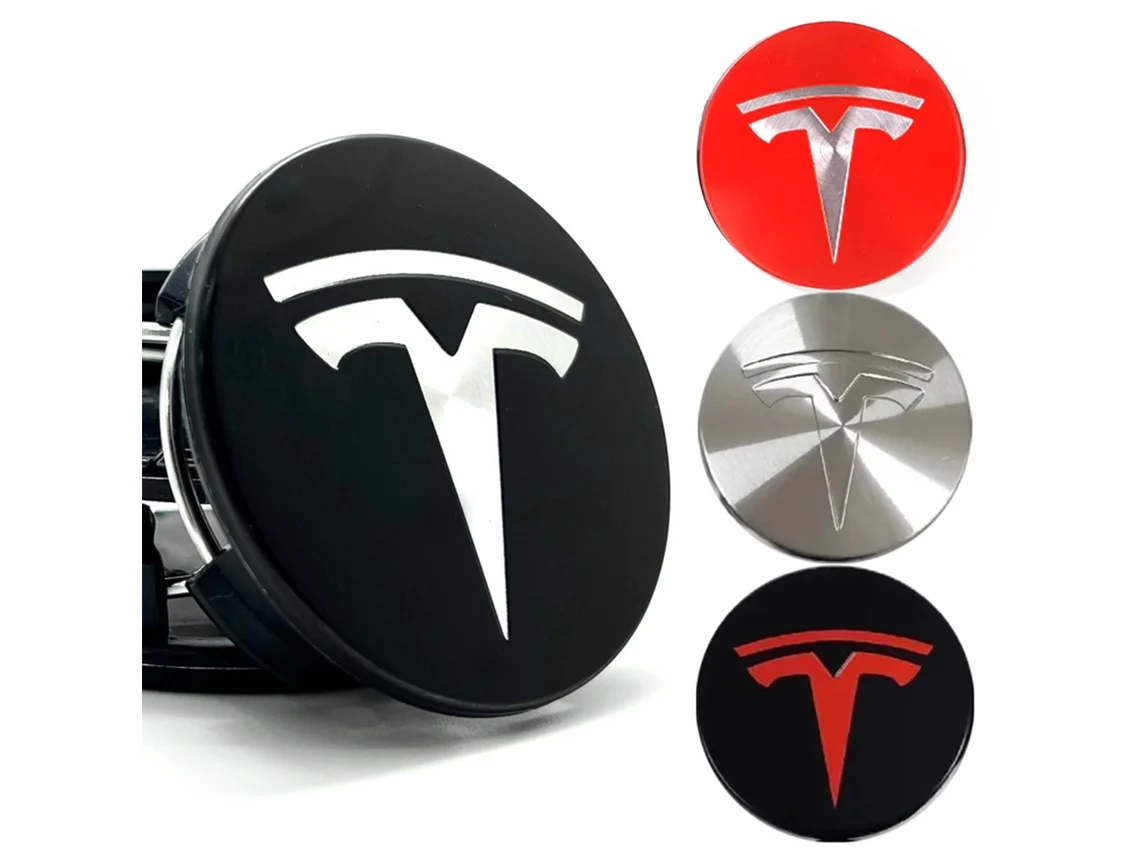 Paquete de 4 tapacubos/emblemas para ruedas Tesla - Car 77
