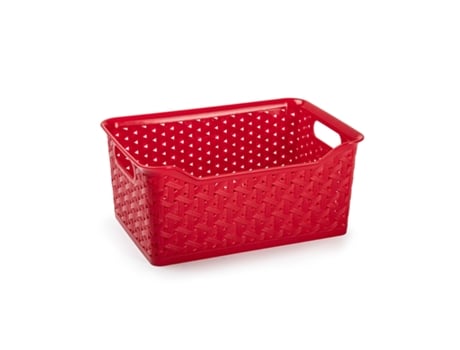 PLASTIC FORTE Cesta Pedido Rectangular Nature 6L Ideal Navidad. granate