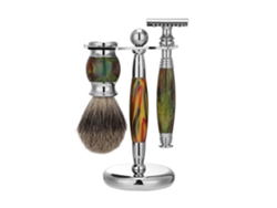 Kit De Afeitado Para Hombre Con Navaja De Doble Filo Manual Estilosa, Brocha Y Portavasos Multicolor