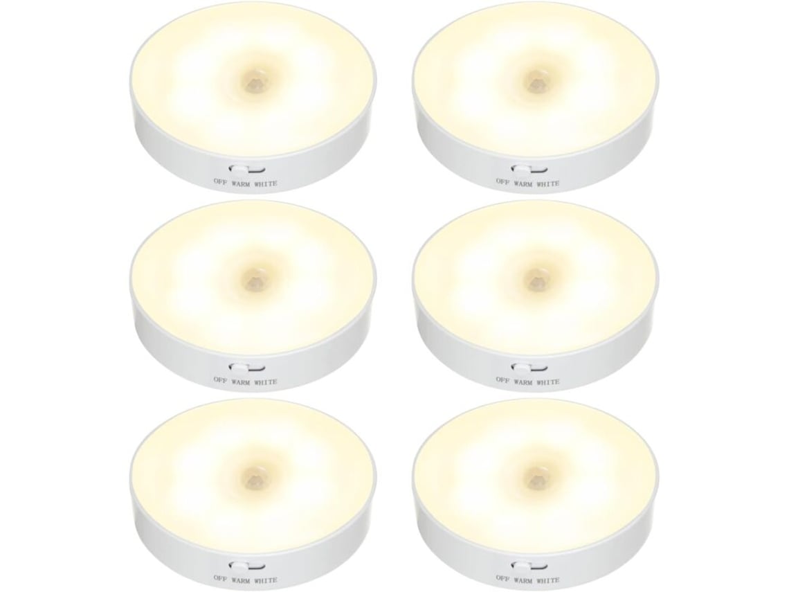 Juego De 6 Luces Nocturnas Led Inalámbricas, Alimentadas Por Baterías Recargables.