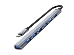 Concentrador USB 3.0 de 7 puertos con material de aleación de aluminio y múltiples interfaces para transferencia de datos de alta velocidad gris YIZHOOD