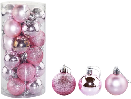 Conjunto de Bolas de Navidad ZMDECQNA Uds Adornos Pequeños Irrompibles Bolas Árbol Rosa - 24un (4 cm)