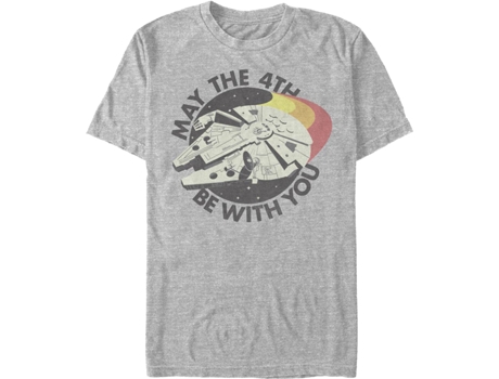 Camiseta Unisexo DEEPSTONE Millennium Falcon May The 4th Be With You Star Wars brezo atlético (XXL)