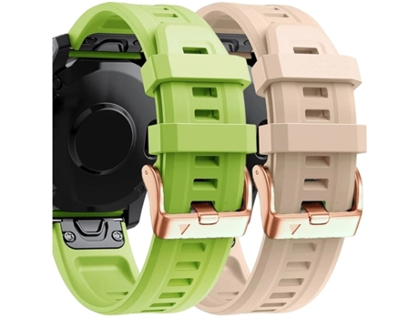 Correa Silicona Cierre Metálico para Garmin Epix Pro 42Mm Gen 2 Verde y Albaricoque Pack 2X VEANXIN