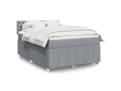 Cama Box Spring Con Colchón Tela Gris Claro 160x200 Cm