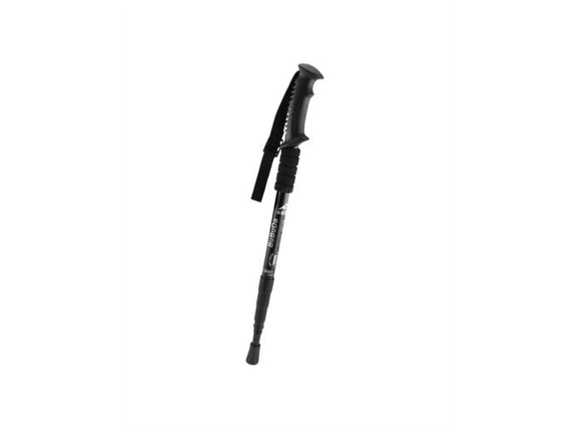 Bastón de trekking negro con mango recto de 60 a 130 cm y sistema antiimpacto.