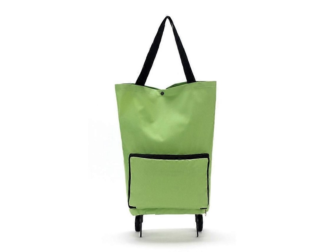 Carrito de compra plegable y resistente al desgaste, color verde, 1 unidad. GOKOCO