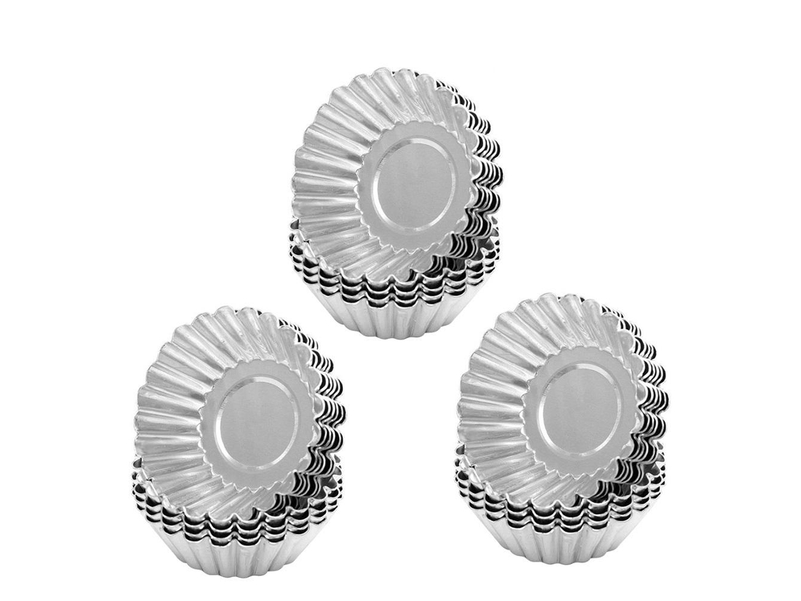 KOFIHETY Moldes reutilizables para tartaletas de huevo, de aluminio apto para uso alimentario, fáciles de desmoldar, no tóxicos, sin costuras, resistentes al c