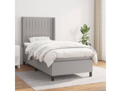 Cama Box Spring Con Colchón Tela Gris Claro 80x200 Cm