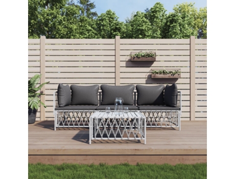 Conjunto 4 de muebles de jardín VIDAXL y cojines acero blanco