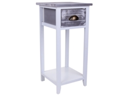 Mesita de Noche WANDERLUST DECO (Madera de Paulownia y Mdf - Blanco - 30 x 30 x 63 cm)