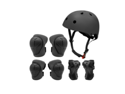 Kit de protección infantil 7 en 1 con casco, talla M, color negro.