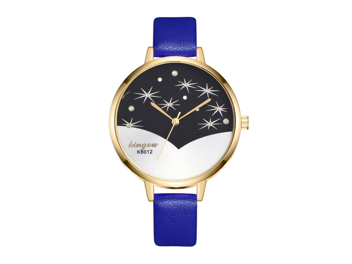Reloj Analógico Para Mujer Con Correa Delgada De Piel Sintética Y Movimiento De Cuarzo - Azul