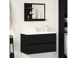 Espejo De Baño De Madera De Roble Negro 60x10,5x45 Cm