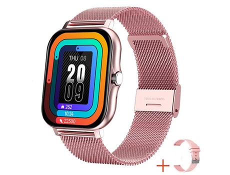 Smartwatch CO-PHÉNIX Y13 Pulsera de Acero Bluetooth Rosa con Correa de Silicona