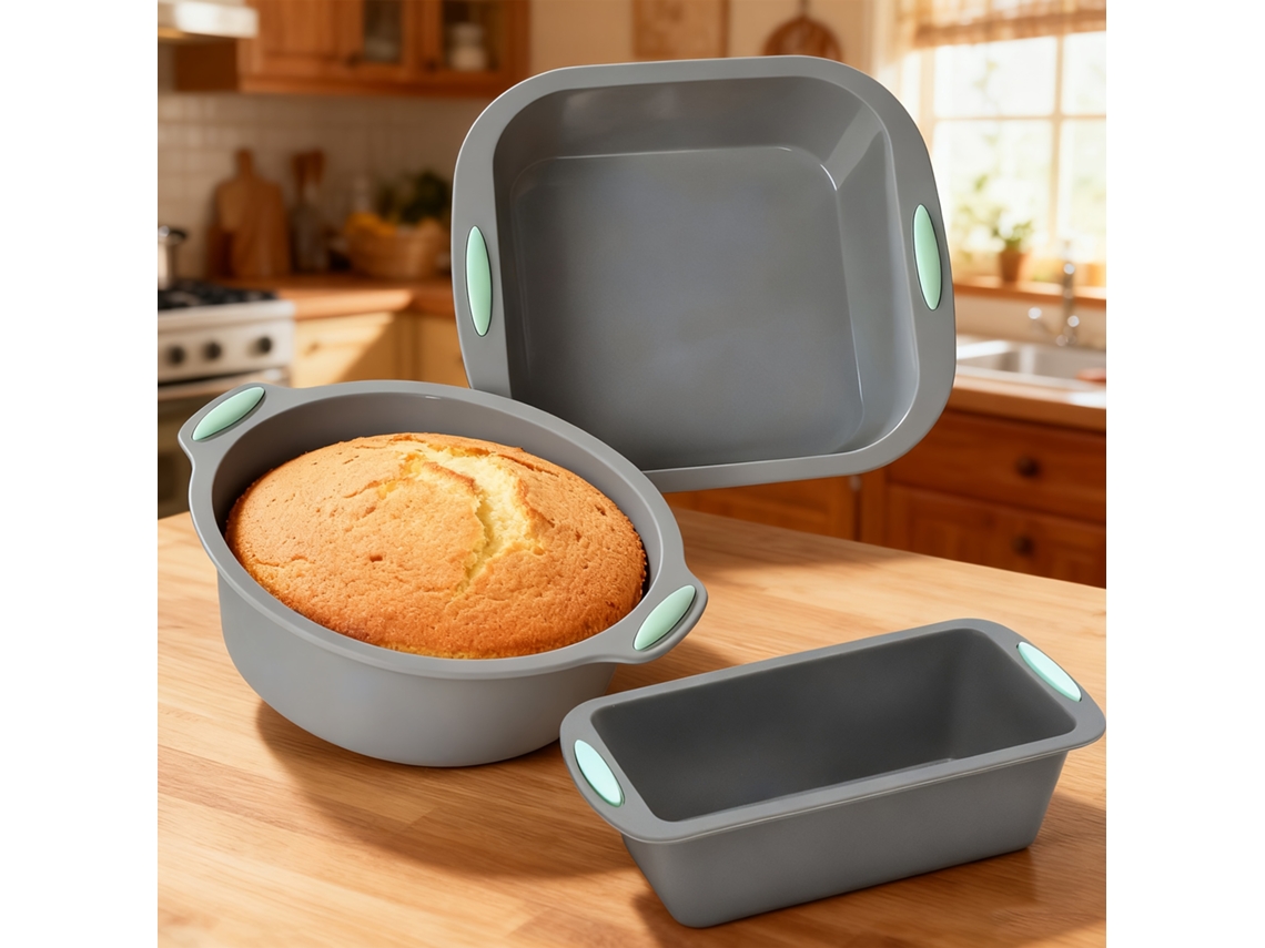 Juego De Tres Mini Moldes Para Pasteles Con Revestimiento Antiadherente, Especialmente Diseñados Para Su Uso En El Horno, Para La Elaboració