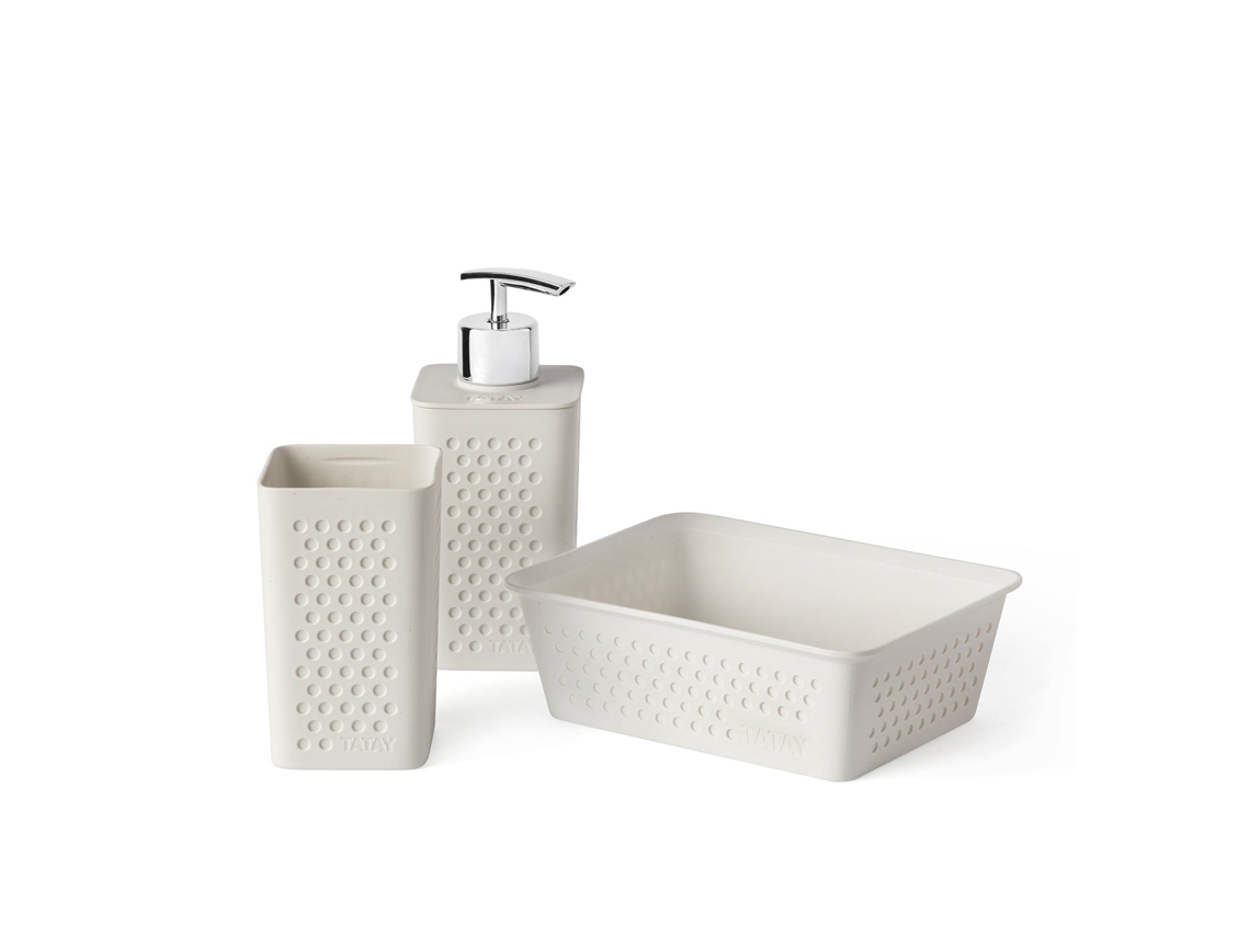 TATAY Set Accesorios Baño Bohol 3 Piezas En Plástico Reciclado. cielo blanco