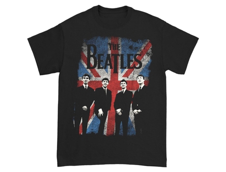 Camiseta ROCKINSTONE desgastada con foto de la Union Jack de los Beatles (XL)