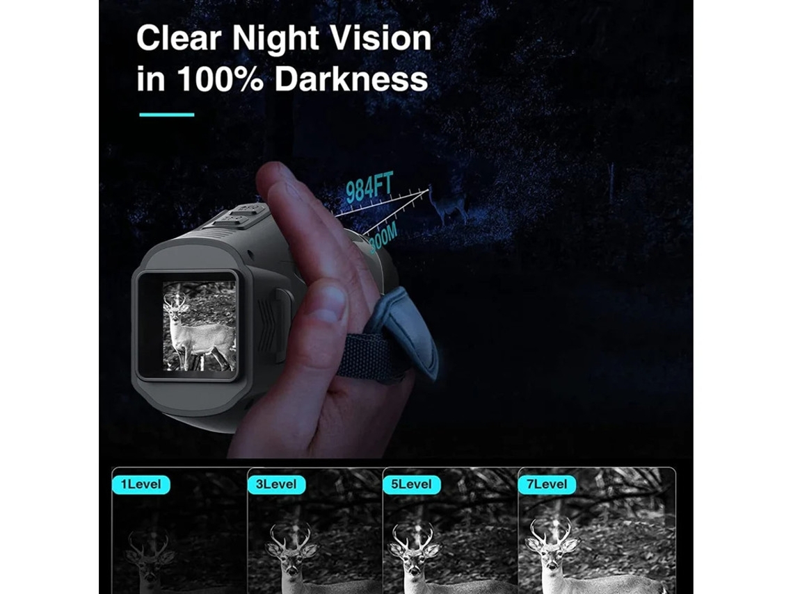 Dispositivo monocular de visión nocturna infrarroja 1080p con zoom digital 5x y alcance de visión en oscuridad total de 300 m para fotografía Yizhood