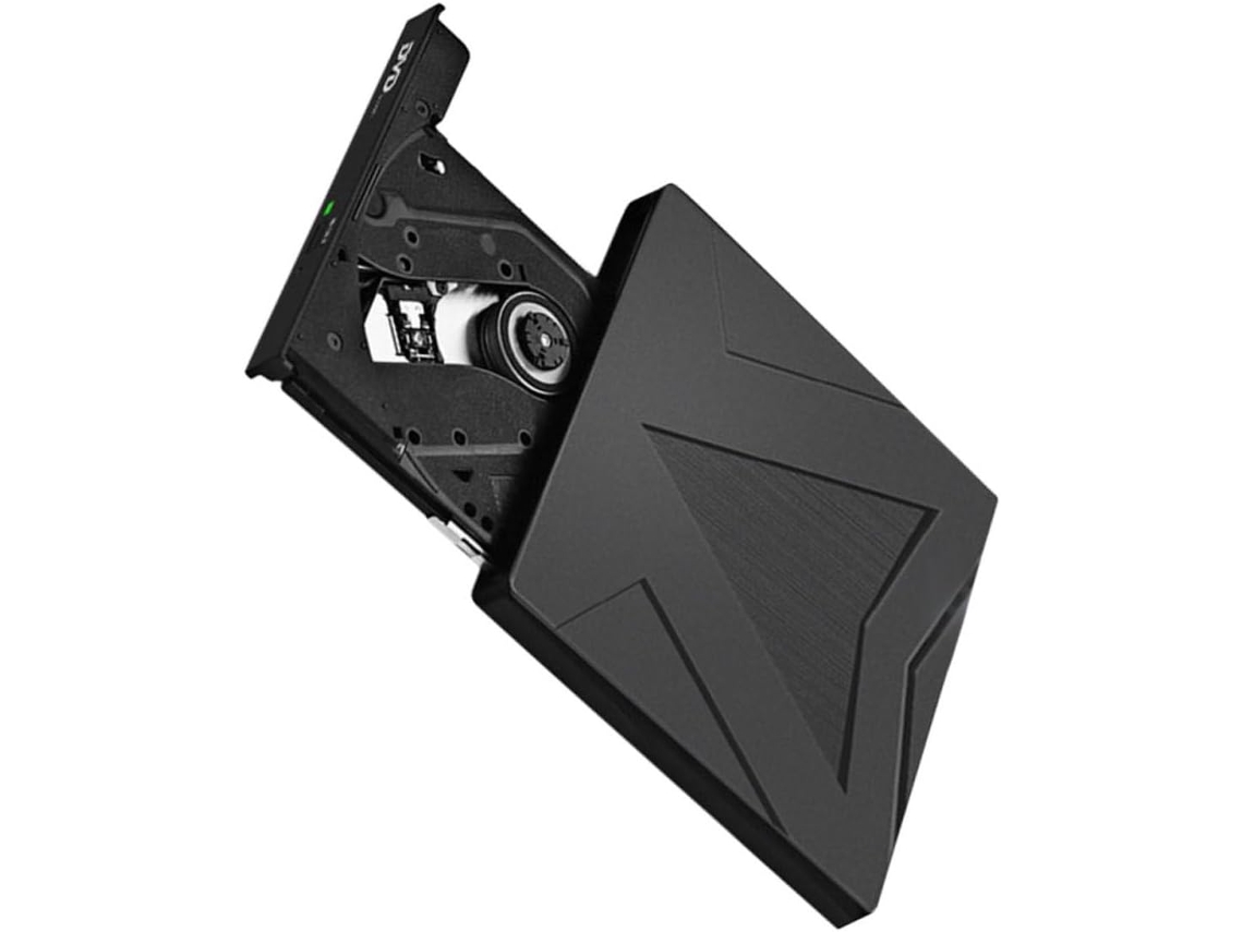 Reproductor de DVD vertical externo con USB y tipo C para portátil y PC. Alta velocidad, discos ópticos y Gokoco.