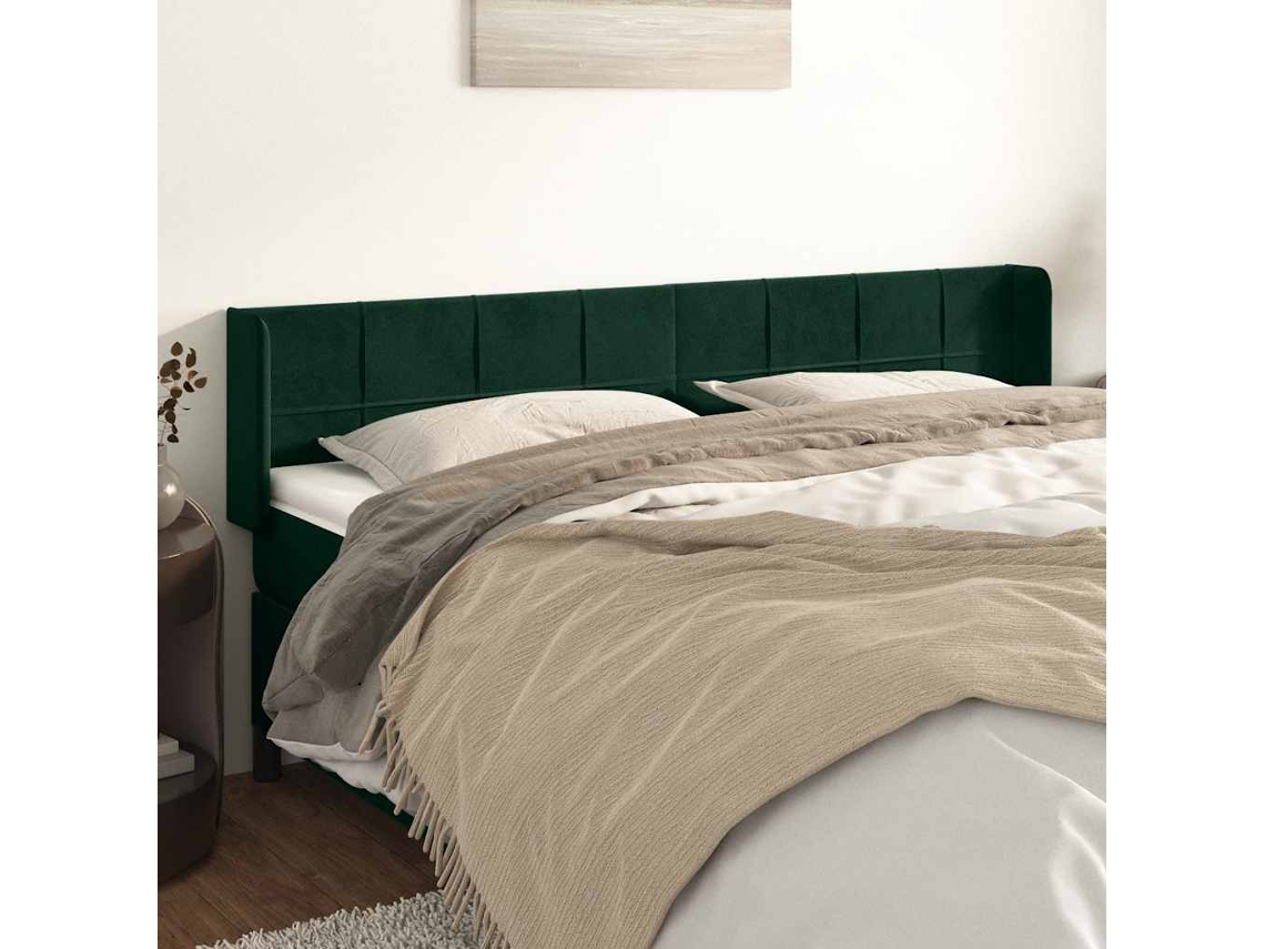 Cabecero De Cama | Panel De Cabecero De Terciopelo Verde Oscuro 163x16x78/88 Cm