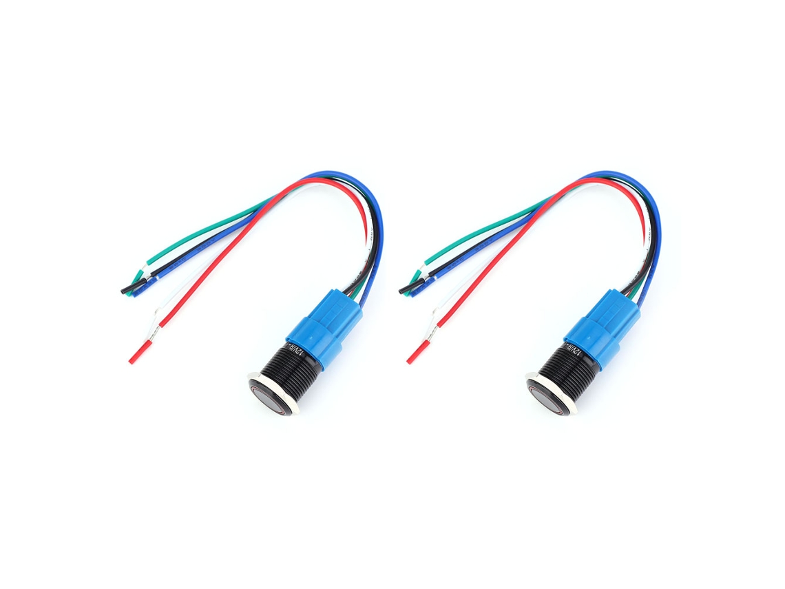 Yncm2026-2 Conjuntos Interruptor De Pulsador Metal Auto-reset 5 Pines 1no1nc 12vdc 16mm Luz Roja