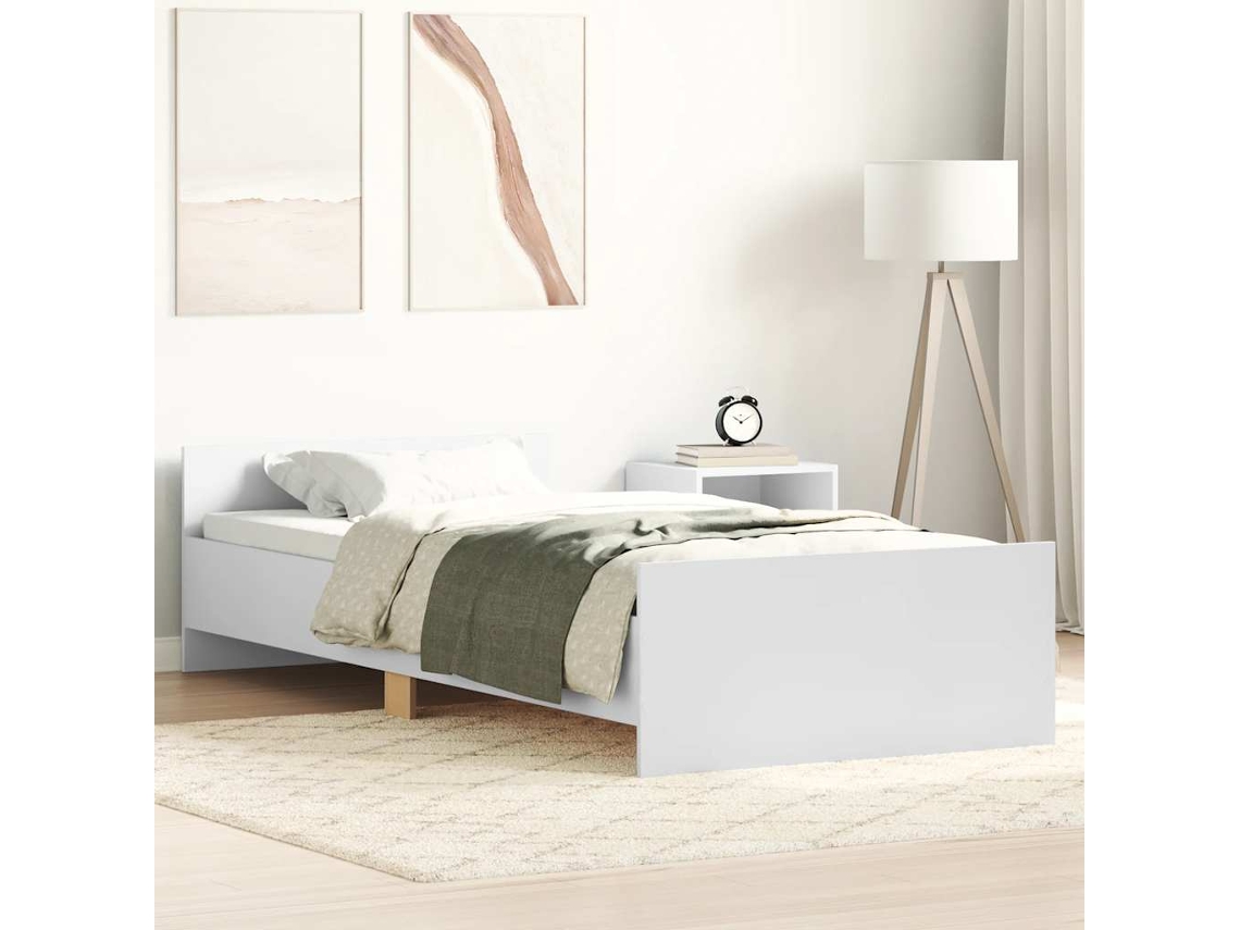 Estructura De Cama Madera De Ingeniería Blanca 75x190 Cm