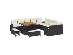Maison Exclusive - Conjunto De Sofá De Jardín Con Cojín 13 Pcs Negro Y Crema